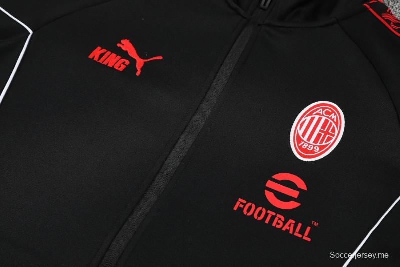 طقم رياضي من ميلان لعام 25/26 باللون الأسود مع سترة بسحاب كامل + بنطال طويل