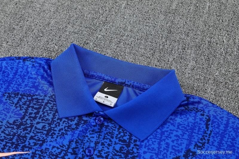 26/27  فرنسا  طقم رياضي مكون من قميص بولو أزرق + بنطال طويل