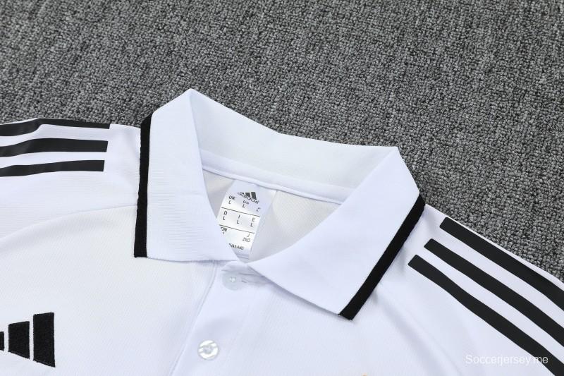 26/27 قميص بولو أبيض للتدريب من ريال مدريد + بنطال طويل أسود من طقم رياضي