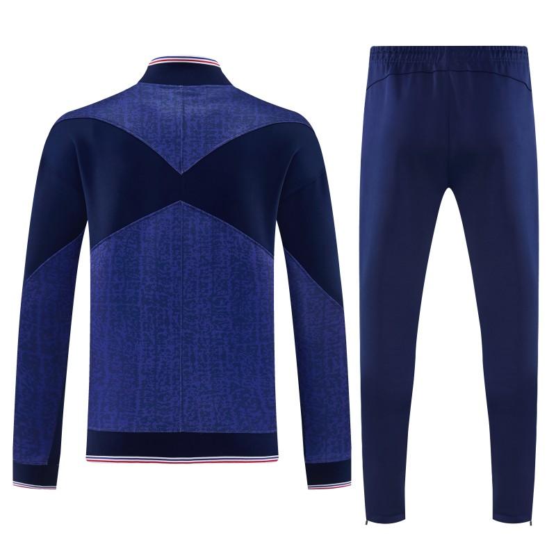 26/27 طقم رياضي باللون الأزرق الداكن من البحرية الفرنسية مع سترة بسحاب كامل + بنطال طويل
