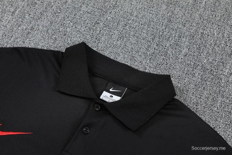 26/27  طقم رياضي من باريس: قميص بولو أسود + بنطال طويل