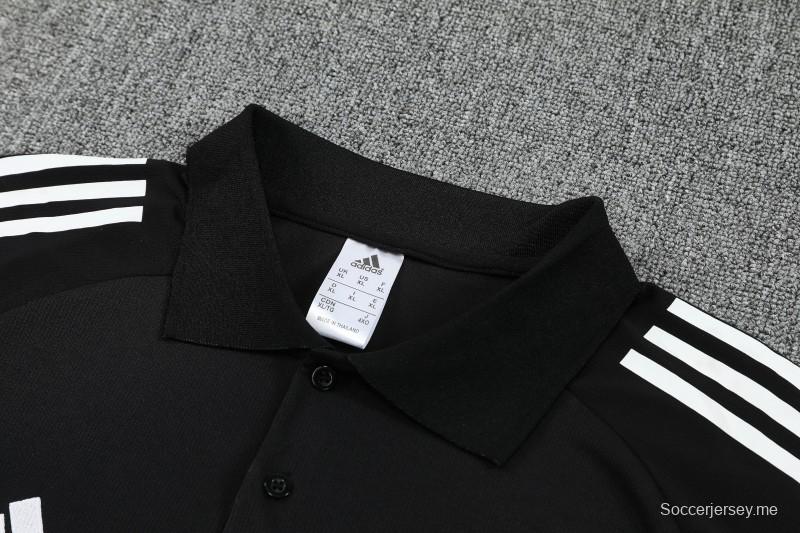 26/27  طقم رياضي من الأرجنتين يتألف من قميص بولو أسود للتمارين + بنطال طويل