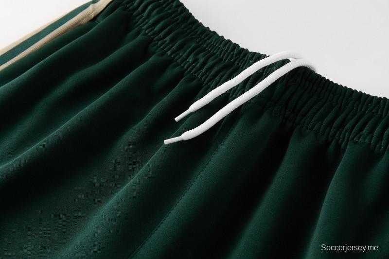 2026 سترة من أديداس باللون الأخضر الداكن مع سحاب كامل + بنطال طويل