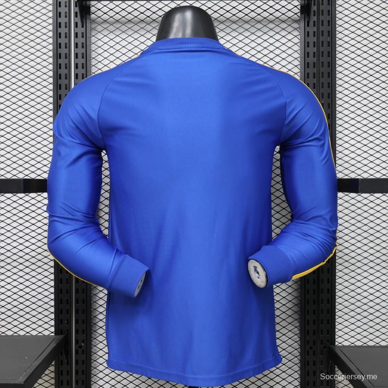 قميص لاعب طويل الأكمام بلون ريال مدريد الأزرق، إصدار 2026، من Adidas Originals، إصدار خاص رجعي