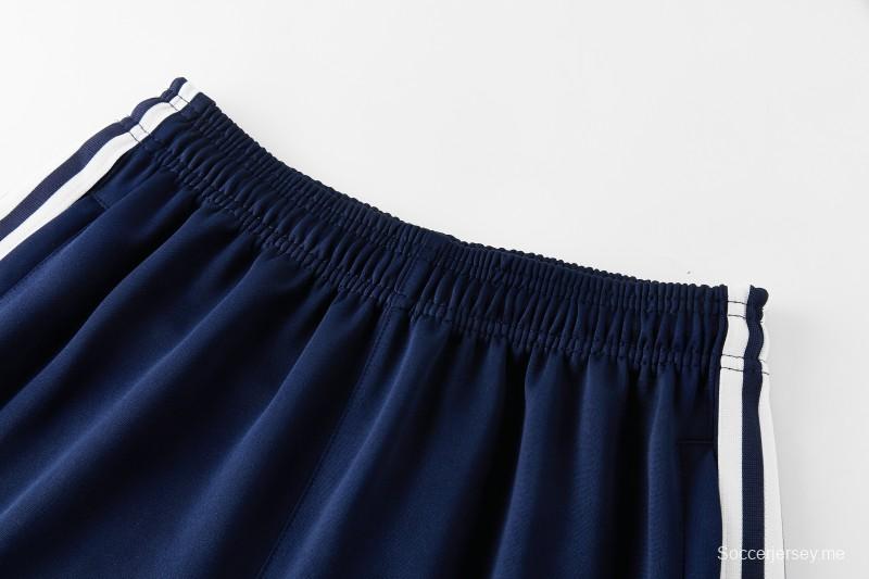 2026 سترة أديداس باللون الأزرق الداكن بسحاب كامل + بنطال طويل