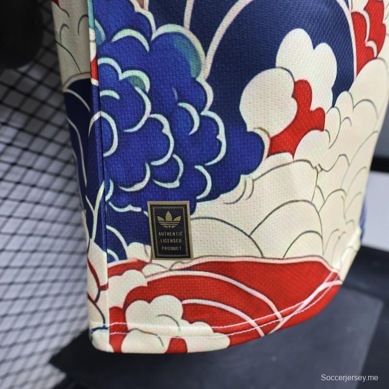 قميص اللاعب الإصدار 2026 باللون الكريمي مع تصميم موجة أوكييو-إي  إصدار خاص من Adidas Originals