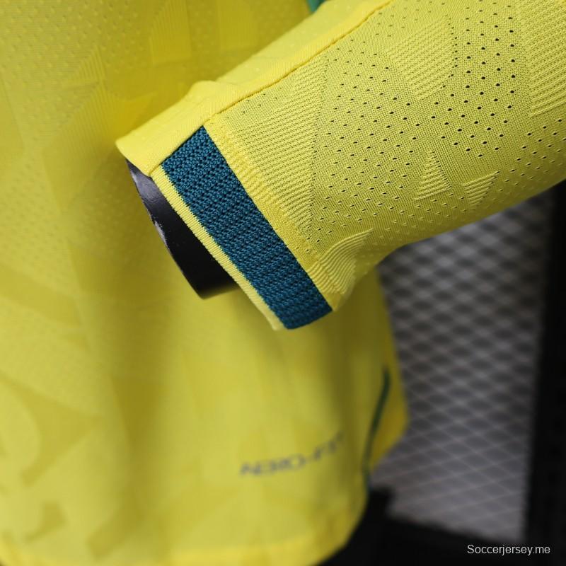 قميص اللاعب نسخة 2026 البرازيل  أصفر بنقشة هندسية - قميص المباراة الرئيسية بأكمام طويلة