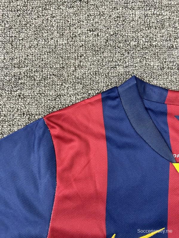 قميص برشلونة للأطفال طراز ريترو 14/15 ذو الأكمام الطويلة