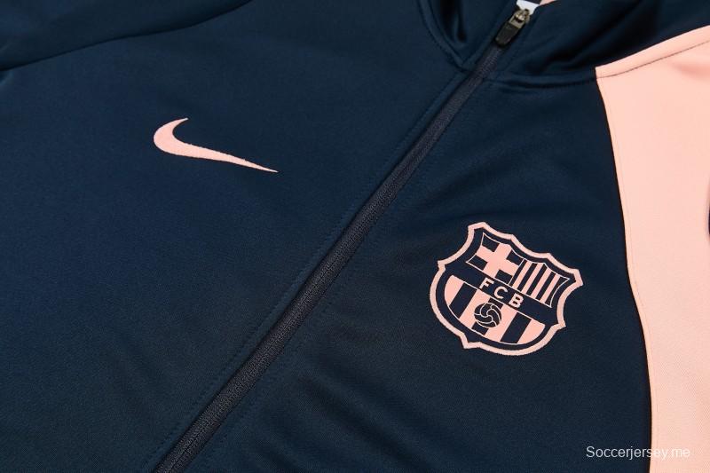 26/27 برشلونة - أزرق داكن ووردي  طقم رياضي مع سترة بسحاب كامل + بنطال طويل