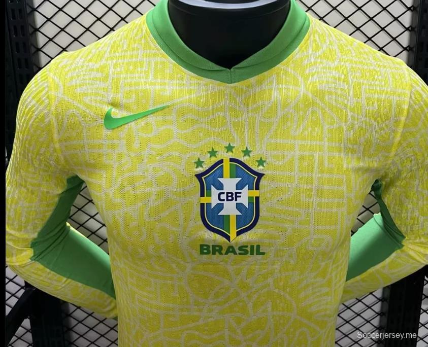 إصدار اللاعب 2024 قميص بأكمام طويلة الأكمام للبرازيل 2024
