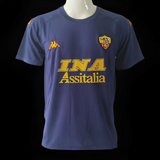 قميص أزرق أزرق ريترو 01/02 روما الثالث
