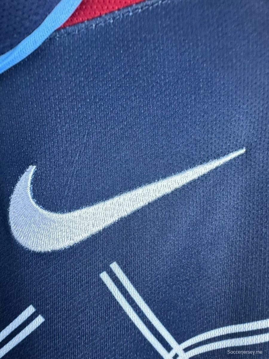 قميص ريترو 04/05 بأكمام طويلة بأكمام طويلة قميص أتليتكو مدريد أزرق خارجي