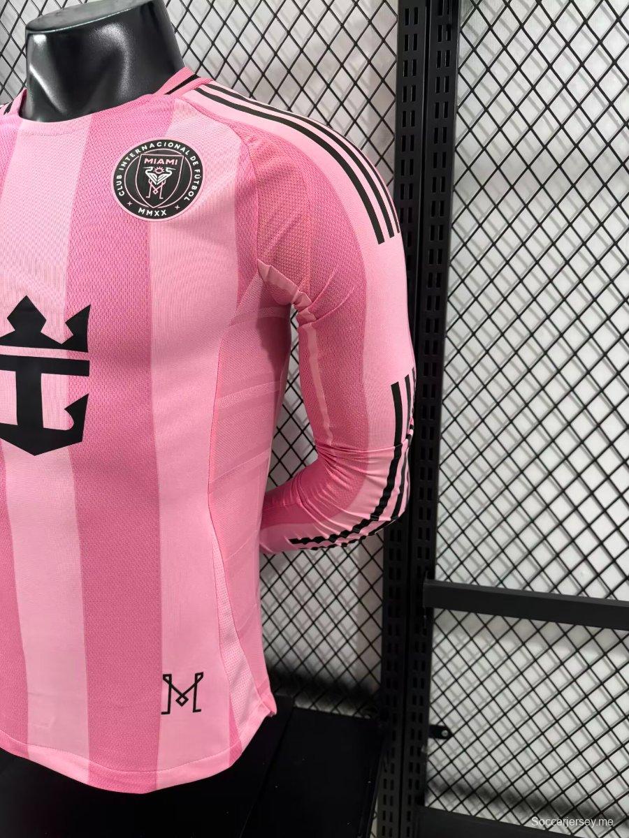 نسخة اللاعب 25/26 قميص بأكمام طويلة وردي اللون وردي اللون