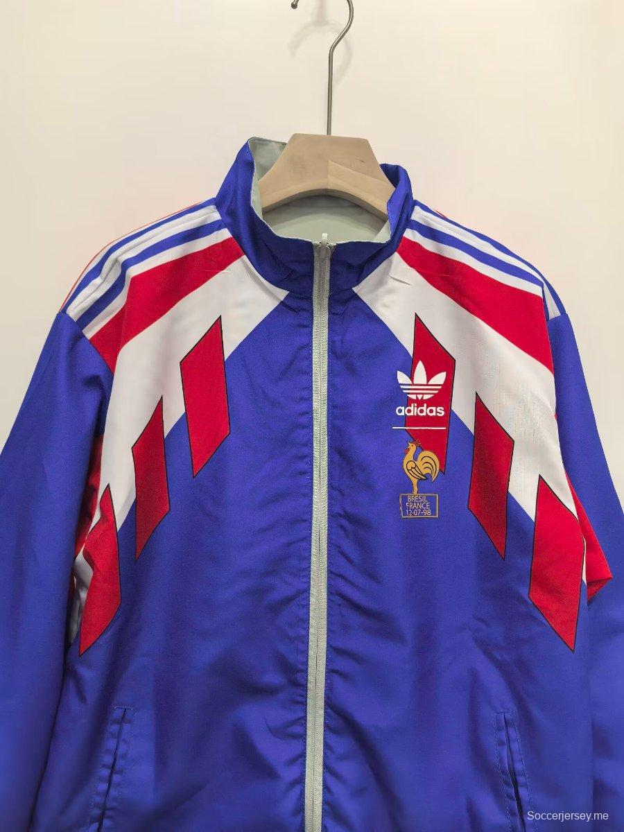 2025 فرنسا 2025 سترة واقية من الرياح عكسية باللون الأزرق/الرمادي