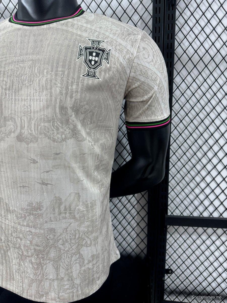 إصدار اللاعب 2025 قميص البرتغال الخارجي 2025 أبيض بنقشة دقيقة