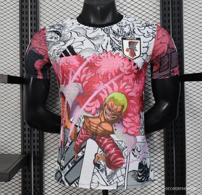 إصدار اللاعب 2025 قميص أبيض ياباني بنقشة شخصيات الأنيمي 2025