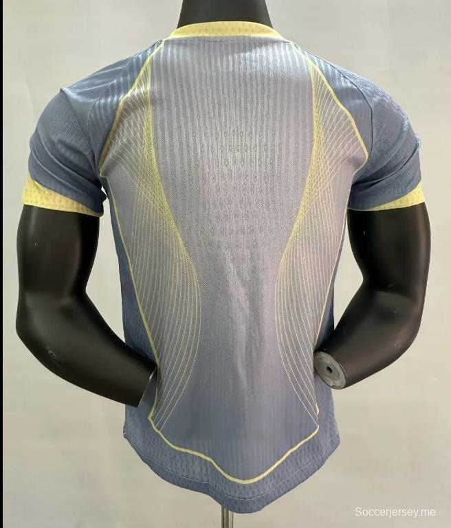25/26 قميص نادي برشلونة رمادي مع خطوط صفراء اللون