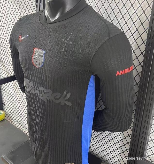 إصدار اللاعب 24/25 برشلونة × ترافيس سكوت قميص بأكمام طويلة الأكمام من برشلونة × ترافيس سكوت