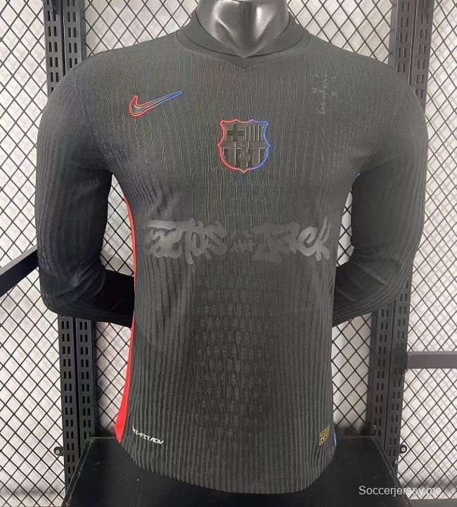 إصدار اللاعب 24/25 برشلونة × ترافيس سكوت قميص بأكمام طويلة الأكمام من برشلونة × ترافيس سكوت