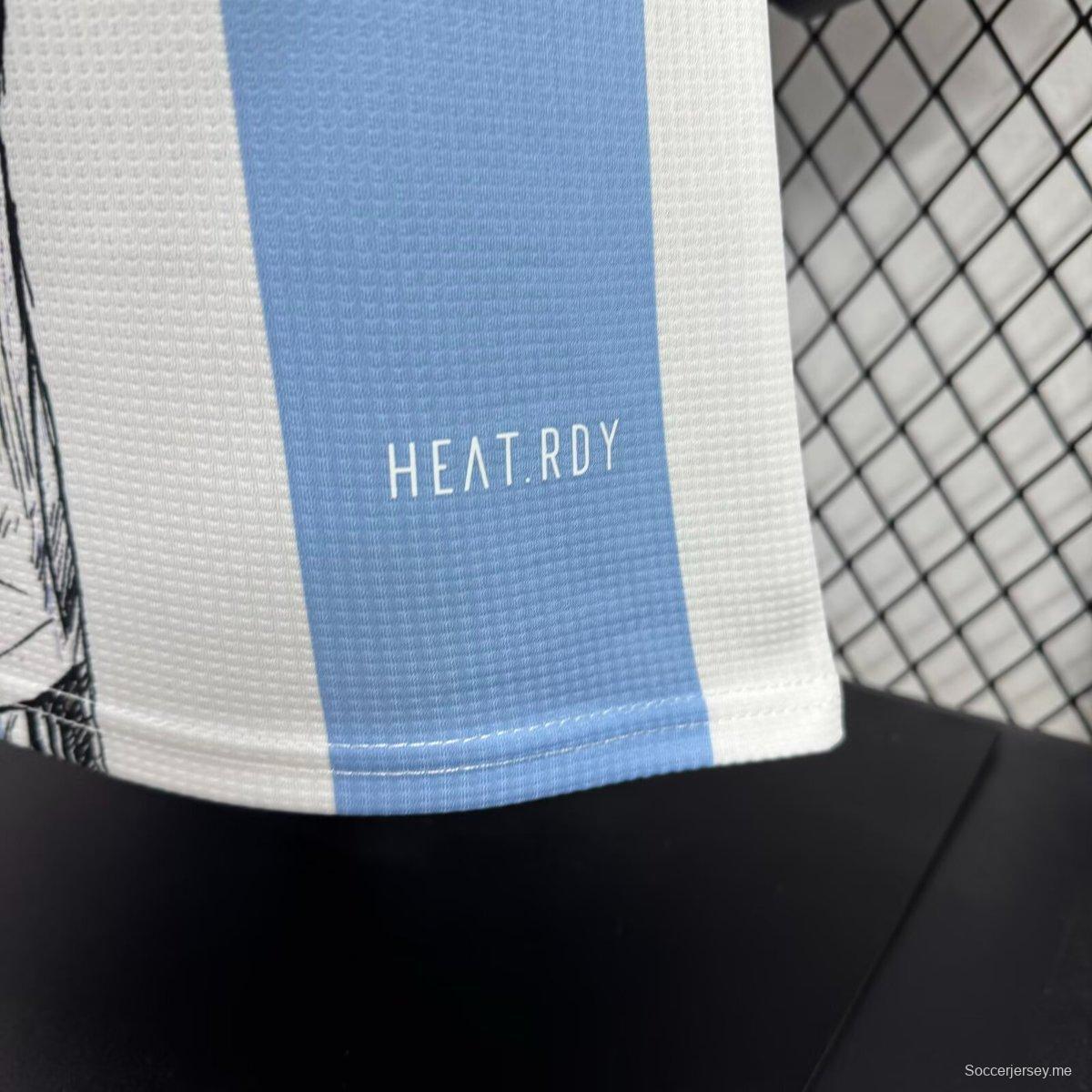 إصدار اللاعب 2025 قميص منتخب الأرجنتين 2025 أزرق سماوي مع قميص بطبعة احتفال ميسي