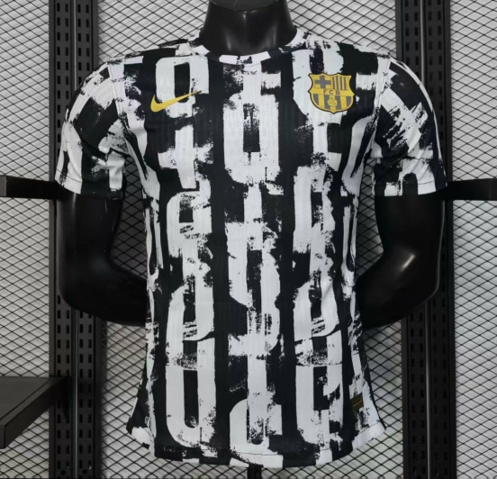 إصدار اللاعب 25/26 قميص برشلونة أسود بخطوط مخططة مقلّمة 25/26