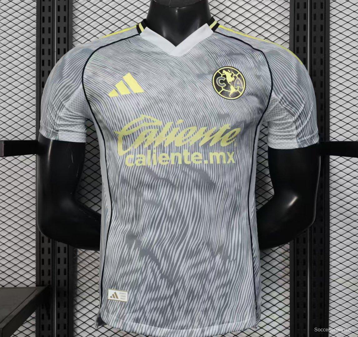 إصدار اللاعب 25/26 قميص كلوب أمريكا 25/26 رمادي بنمط مخطط قطري