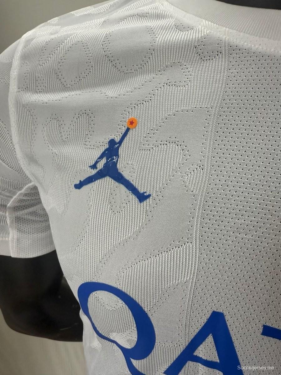 إصدار اللاعب 25/26 قميص خاص أبيض اللون أبيض اللون أبيض اللون من باريس سان جيرمان × دراغون بول