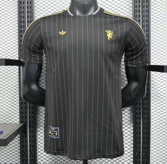 إصدار اللاعب 25/26 قميص مانشستر يونايتد كاجوال أسود اللون أسود اللون أسود كاجوال