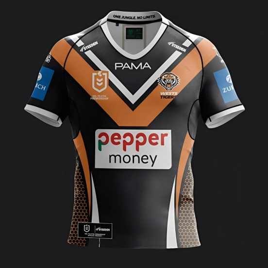 25/26 Wests Tigers Black with Orange Chevron Jersey