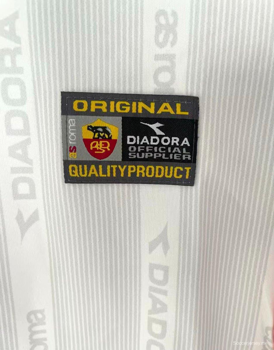 قميص ريترو 98/99 روما ذهاباً وإياباً أبيض طويل الأكمام