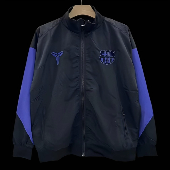 25/26 برشلونة أسود مع سترة واقية مخططة بالأرجواني