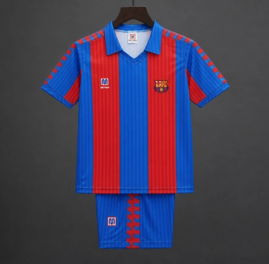 قميص برشلونة الرئيسي ذو الخطوط الزرقاء والحمراء من طراز ريترو 1989/92